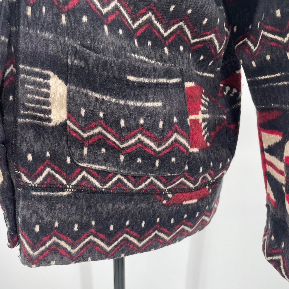 Tribal Print Button-Front Cardigan Sweater - Black & Red - Picture 5 of 15